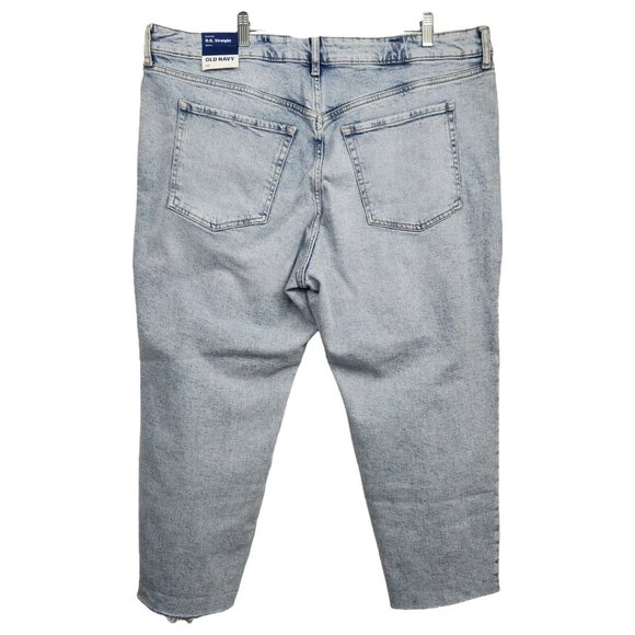 Old Navy O.G. Straight Ripped Ankle Jeans Size 22 NWT Raw Hem Light Wash - Picture 3 of 8